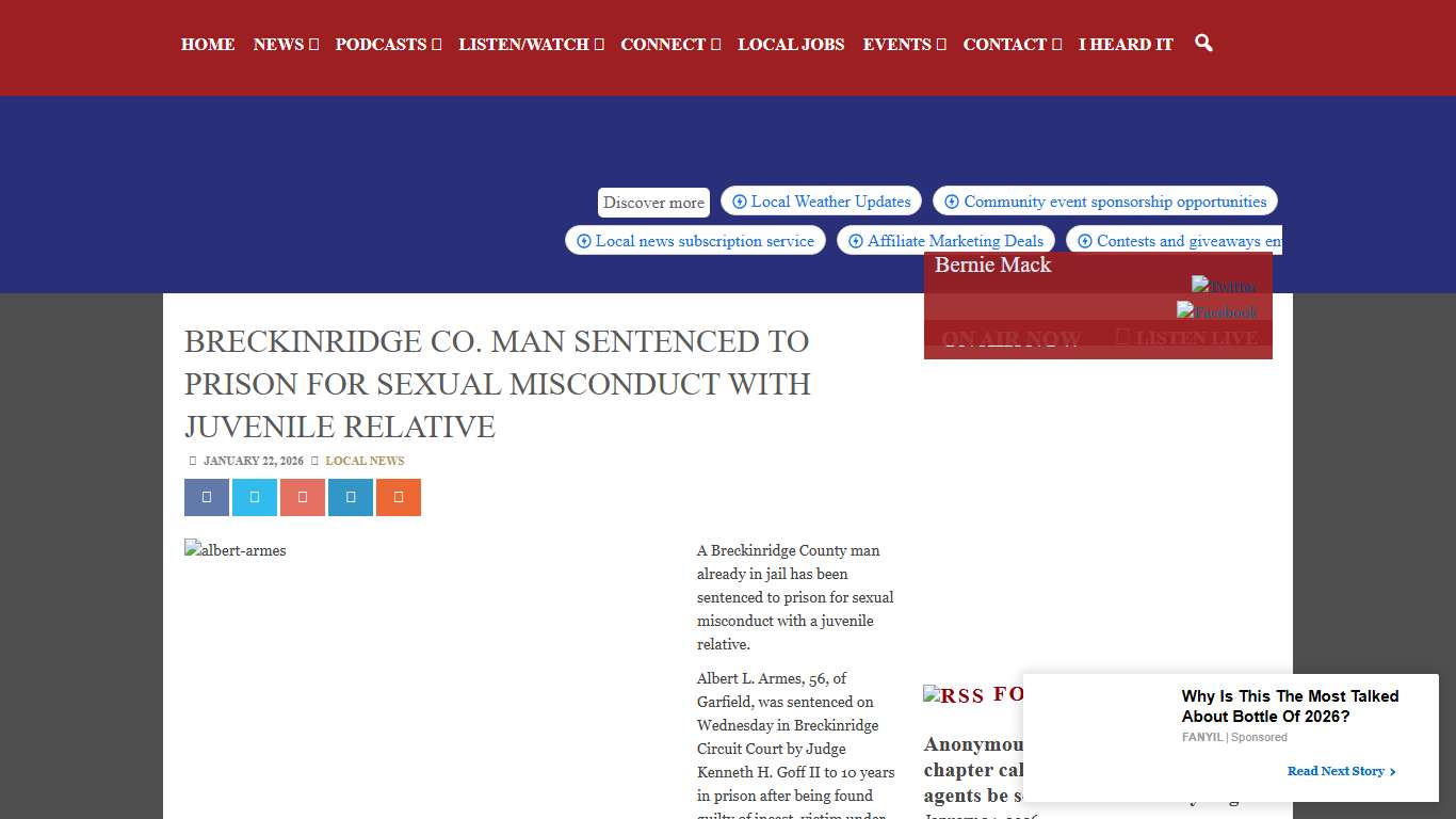 Breckinridge Co. man sentenced to prison for sexual misconduct with juvenile relative K105